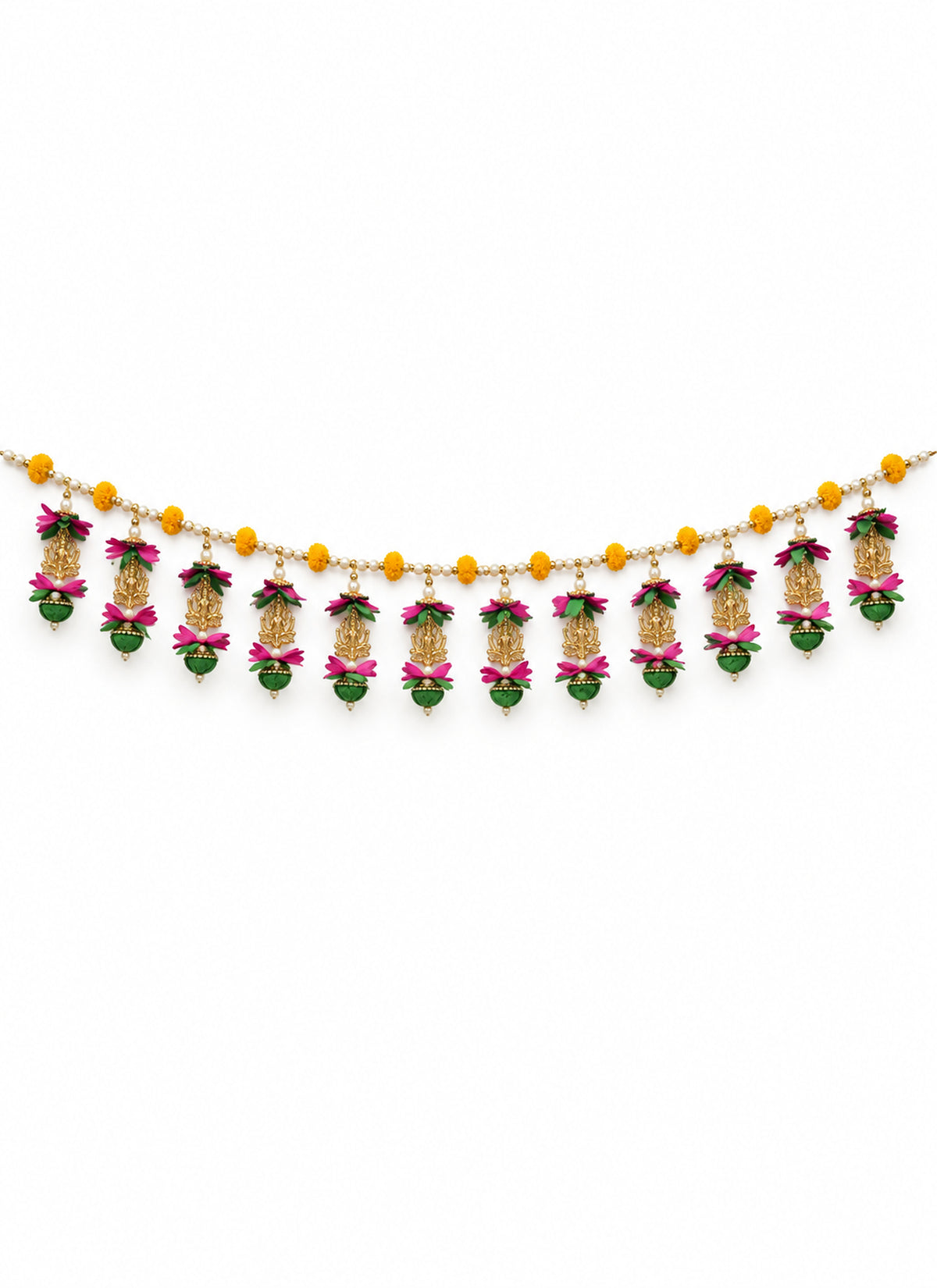 Madhoor Pearl Lotus Toran Pink Yellow Green 1 Piece
