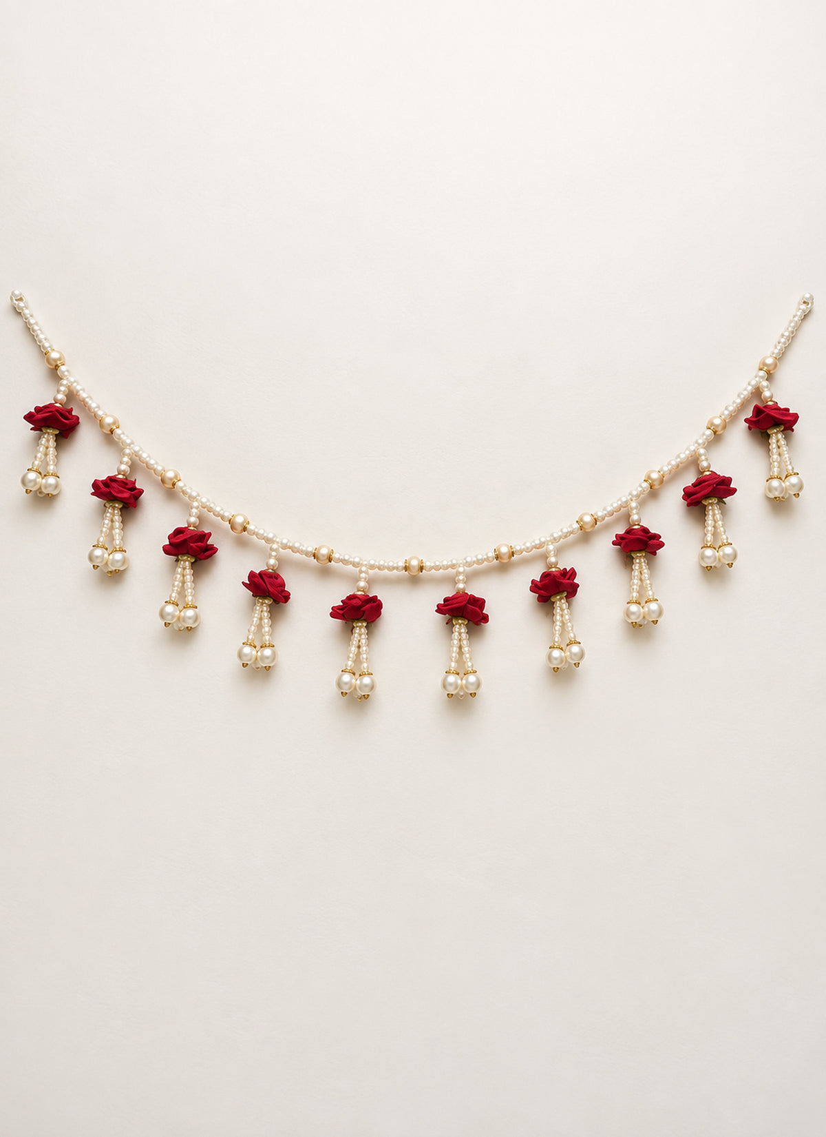 Madhoor Pearl Toran Red White 1 Piece