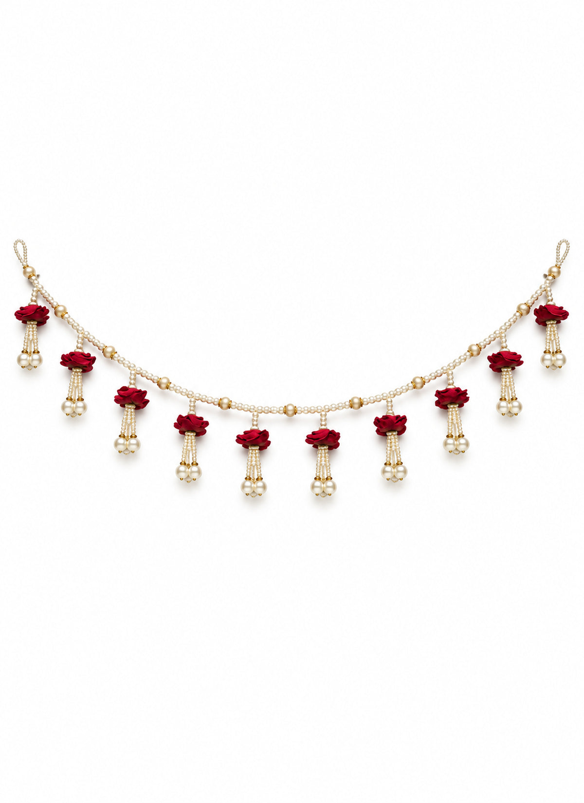 Madhoor Pearl Toran Red White 1 Piece