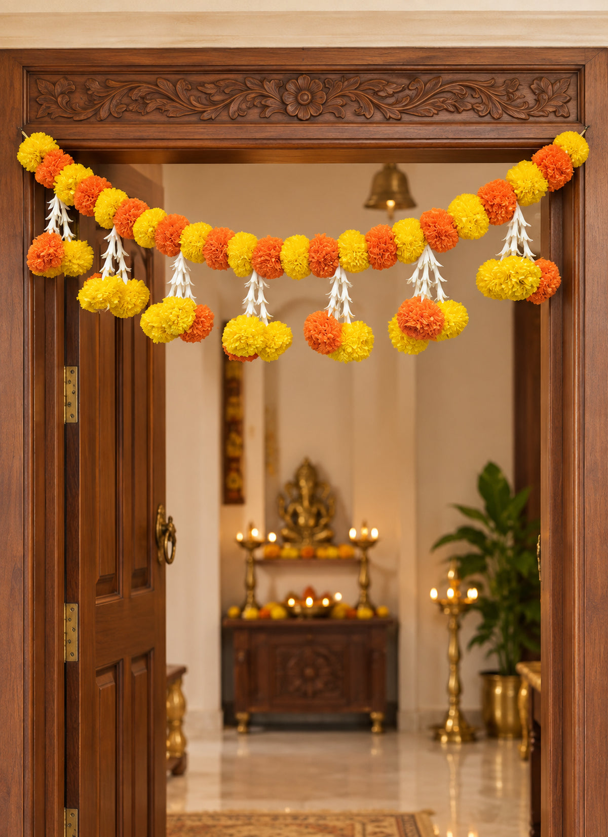 Madhoor Marigold Toran Yellow Orange 1 Piece