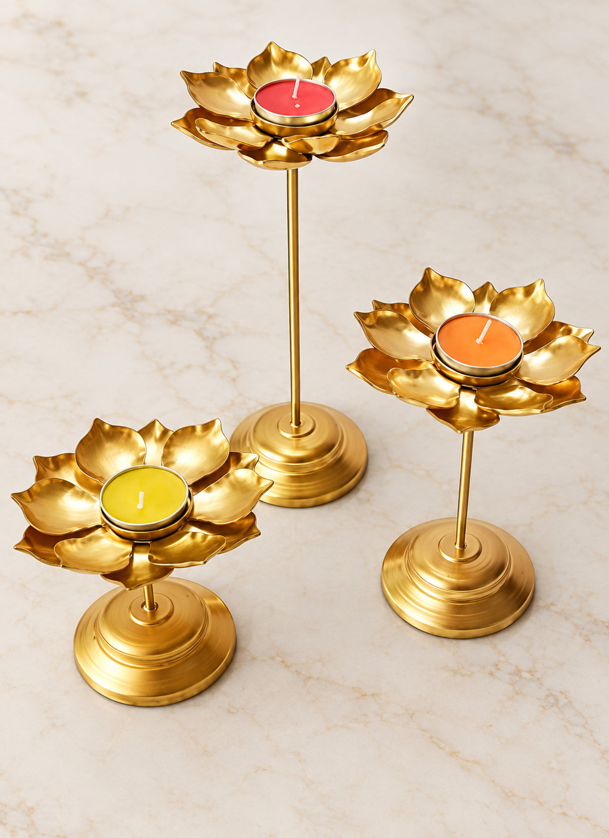 Madhoor Lotus 9/11/ Urli Bowl Gold-Tone 13 Inches 3 Pieces