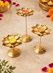 Madhoor Lotus 9/11/ Urli Bowl Gold-Tone 13 Inches 3 Pieces