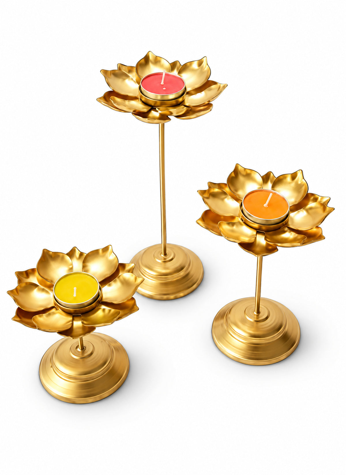 Madhoor Lotus 9/11/ Urli Bowl Gold-Tone 13 Inches 3 Pieces
