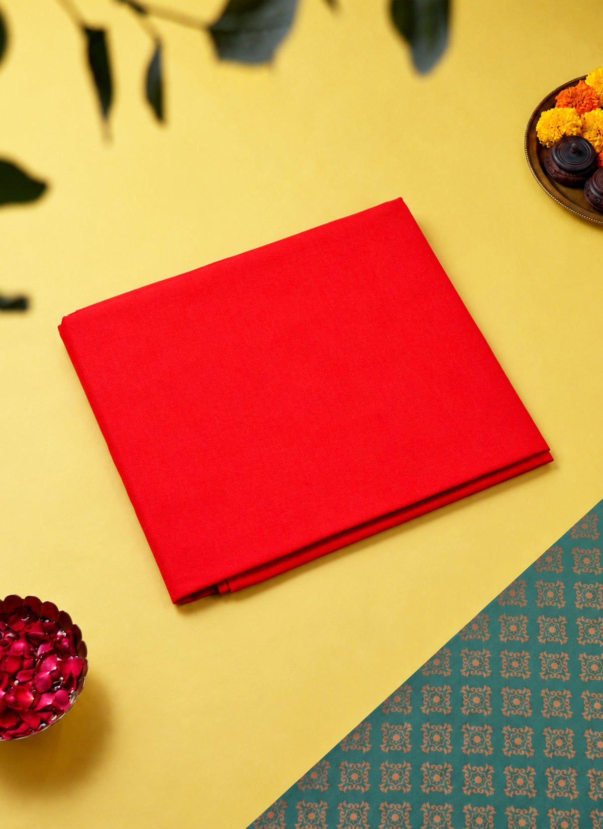 Madhoor Pure Cotton Pooja Cloth Red 1.25 Yard