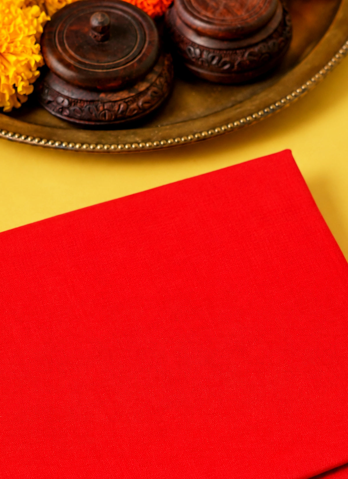 Madhoor Pure Cotton Pooja Cloth Red 1.25 Yard