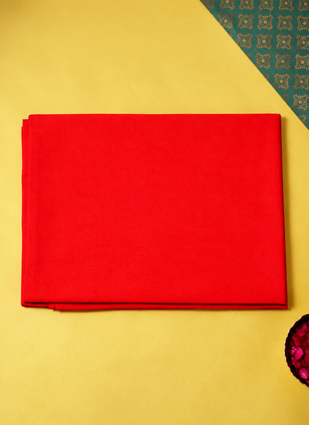 Madhoor Pure Cotton Pooja Cloth Red 1.25 Yard