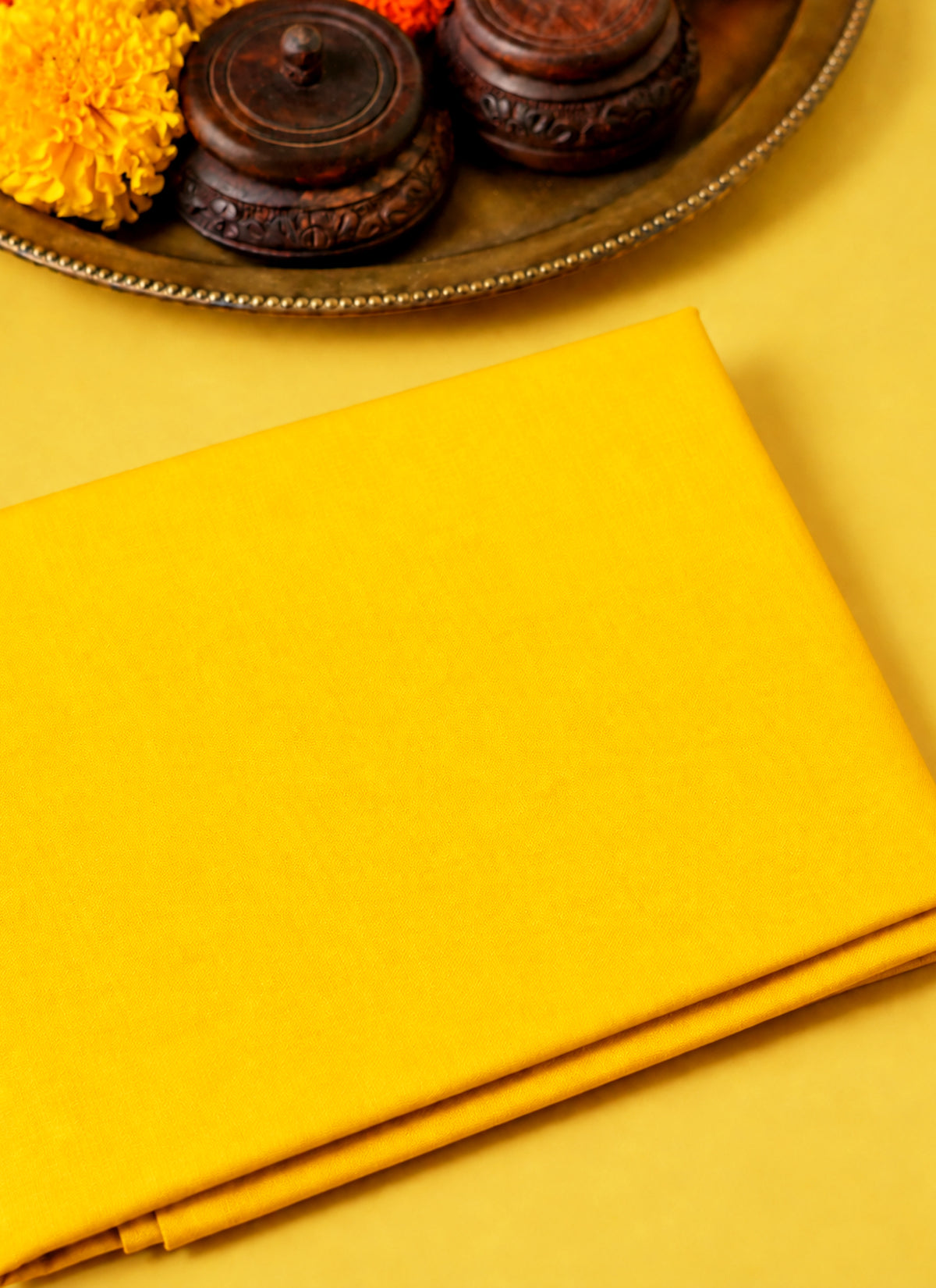 Madhoor Pure Cotton Pooja Cloth Yellow 1.25 Yard