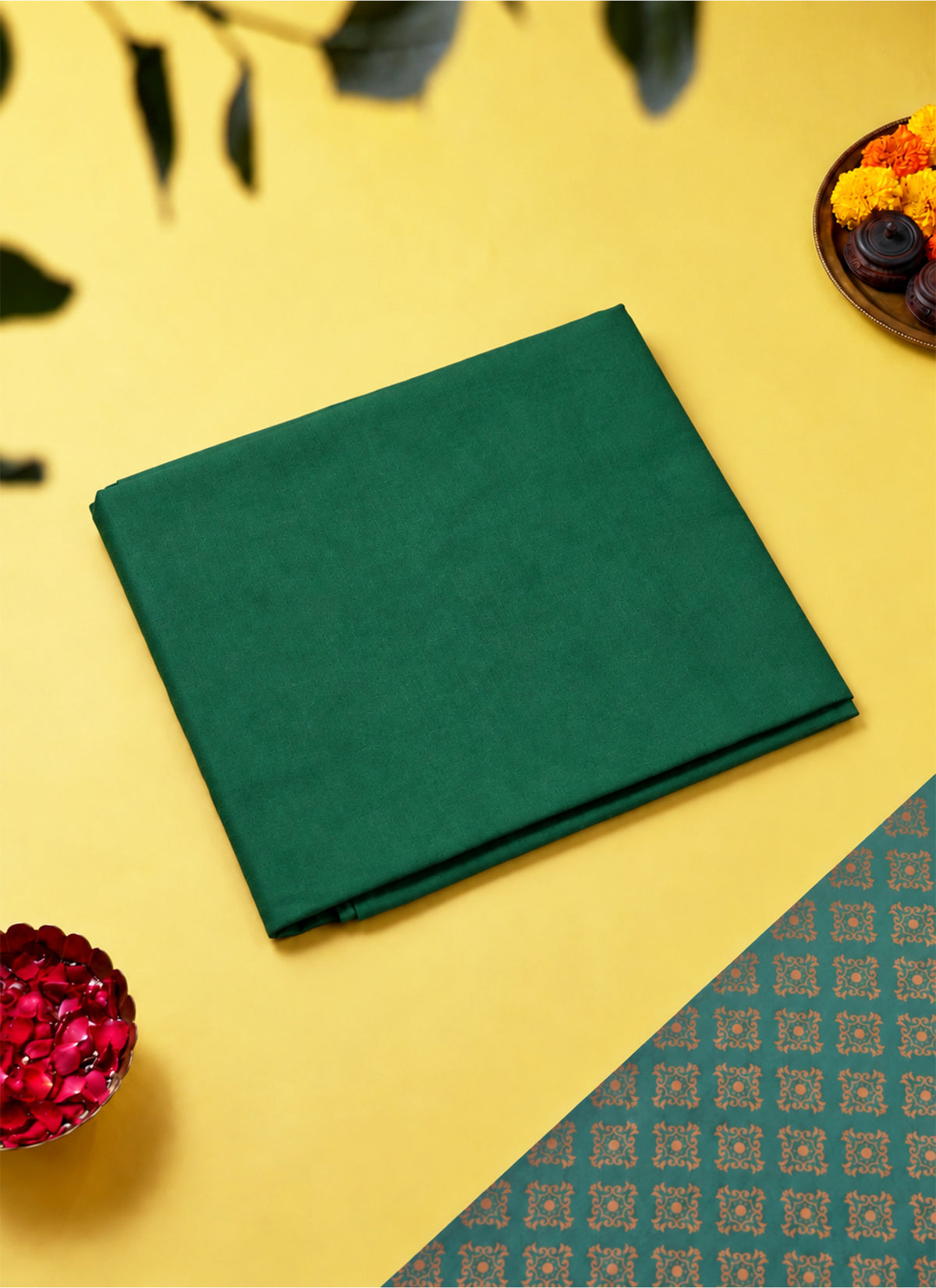 Madhoor Pure Cotton Pooja Cloth Green 1.25 Yard