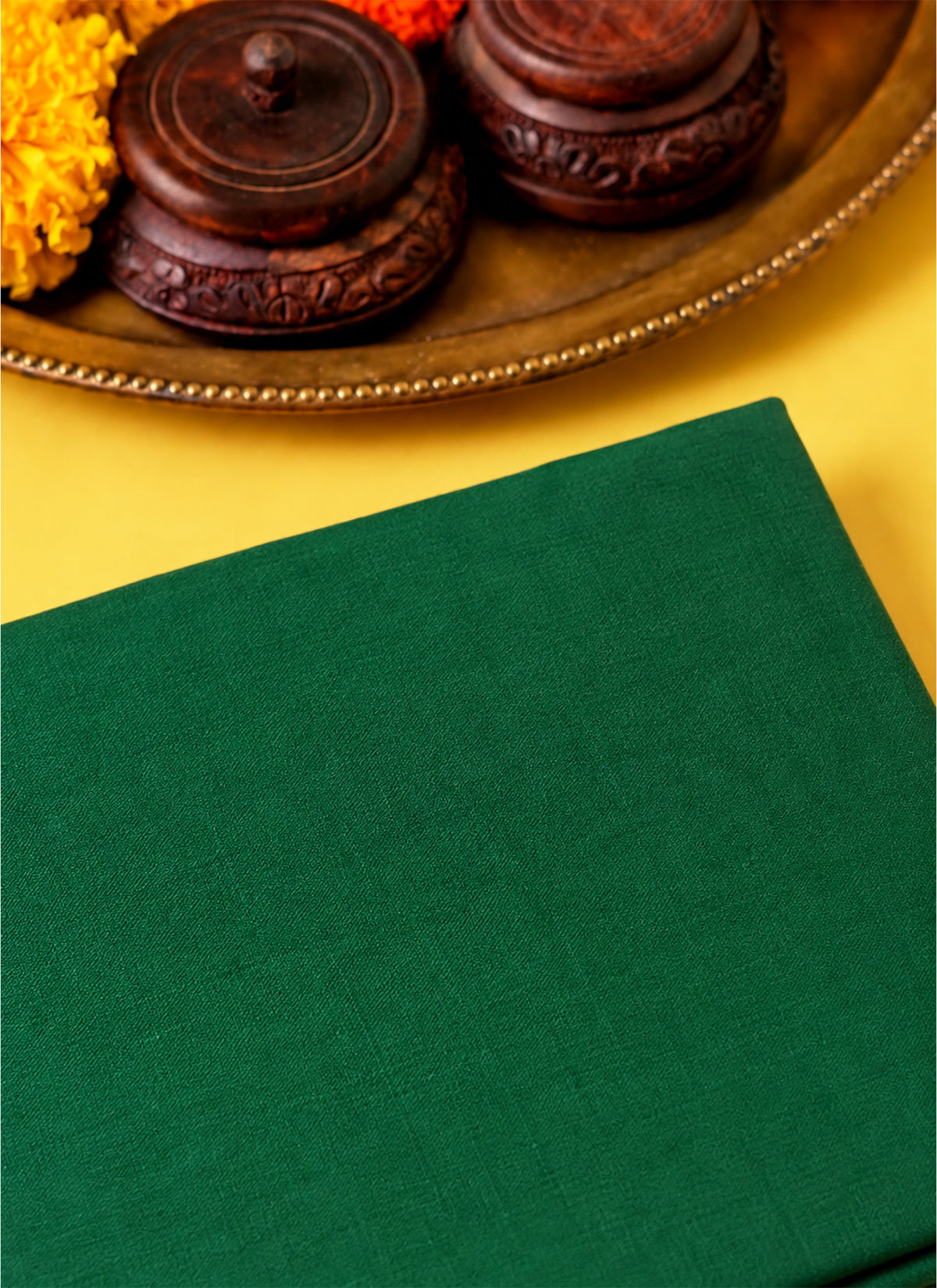 Madhoor Pure Cotton Pooja Cloth Green 1.25 Yard