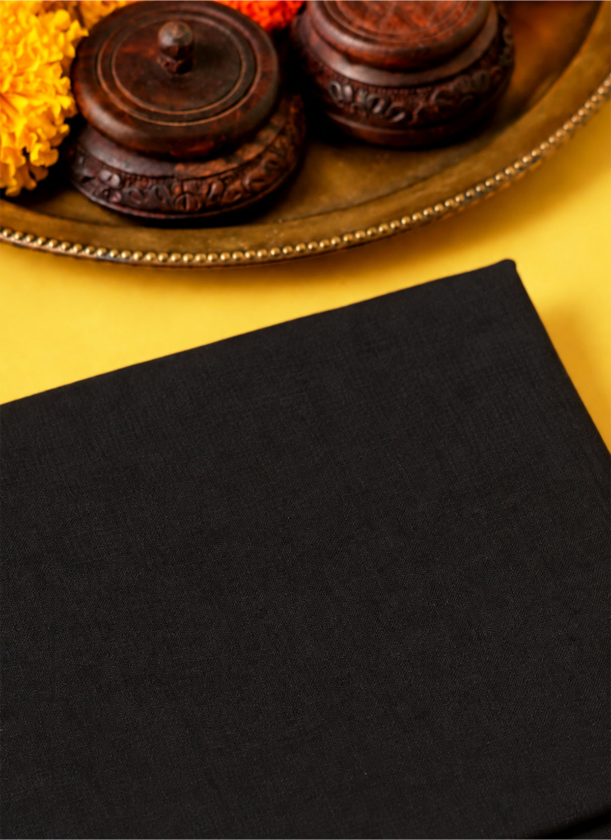 Madhoor Pure Cotton Pooja Cloth Black 1.25 Yard