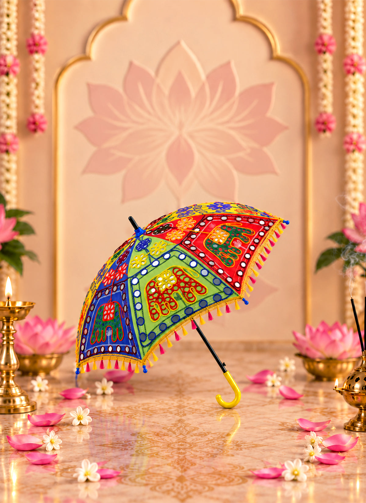 Madhoor Elephant Deity Idol Umbrella Multicolour 1 Piece