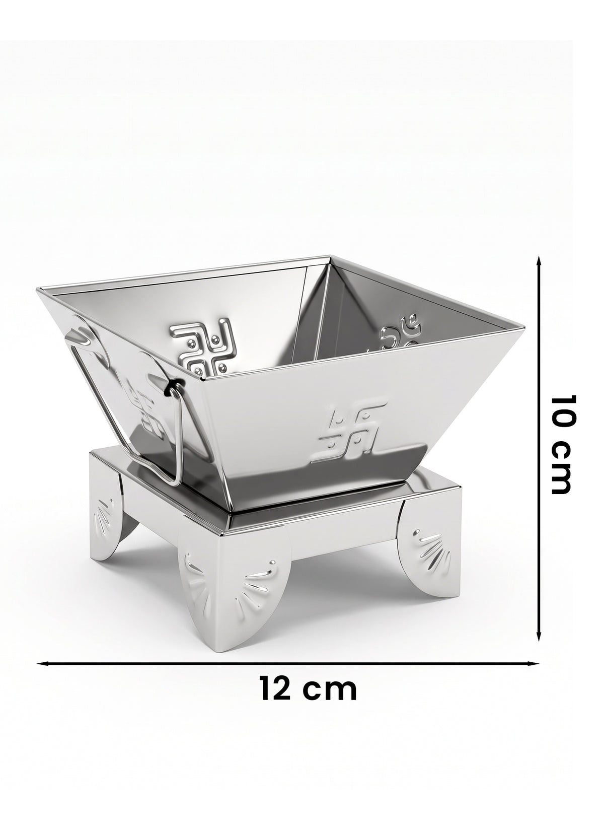 Madhoor Steel Havan Kund Silver-Tone 5 x 5 x 4 Inches 1 Piece
