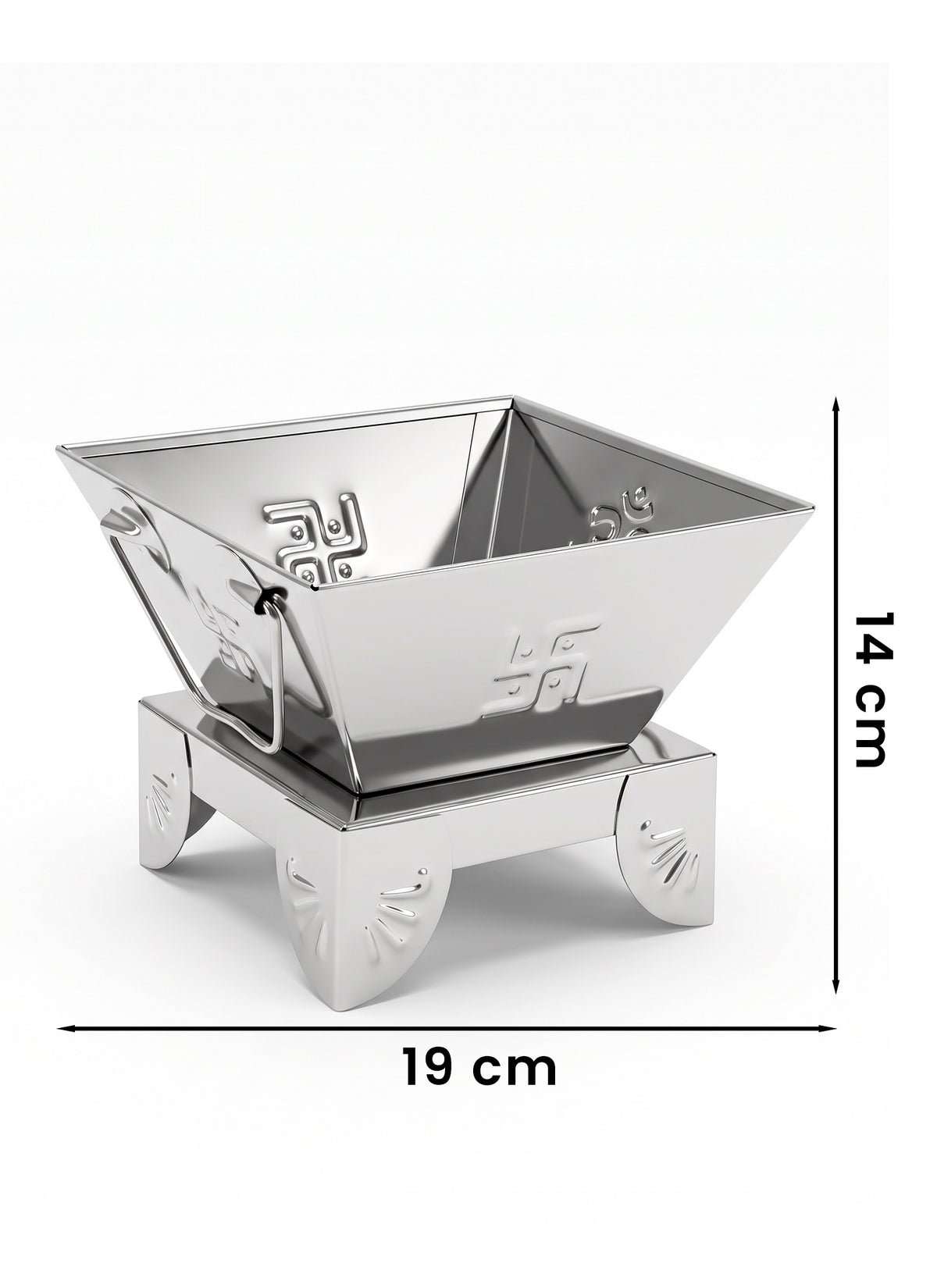 Madhoor Steel Havan Kund Silver-Tone 7.5 x 7.5 x 5.5 Inches 1 Piece