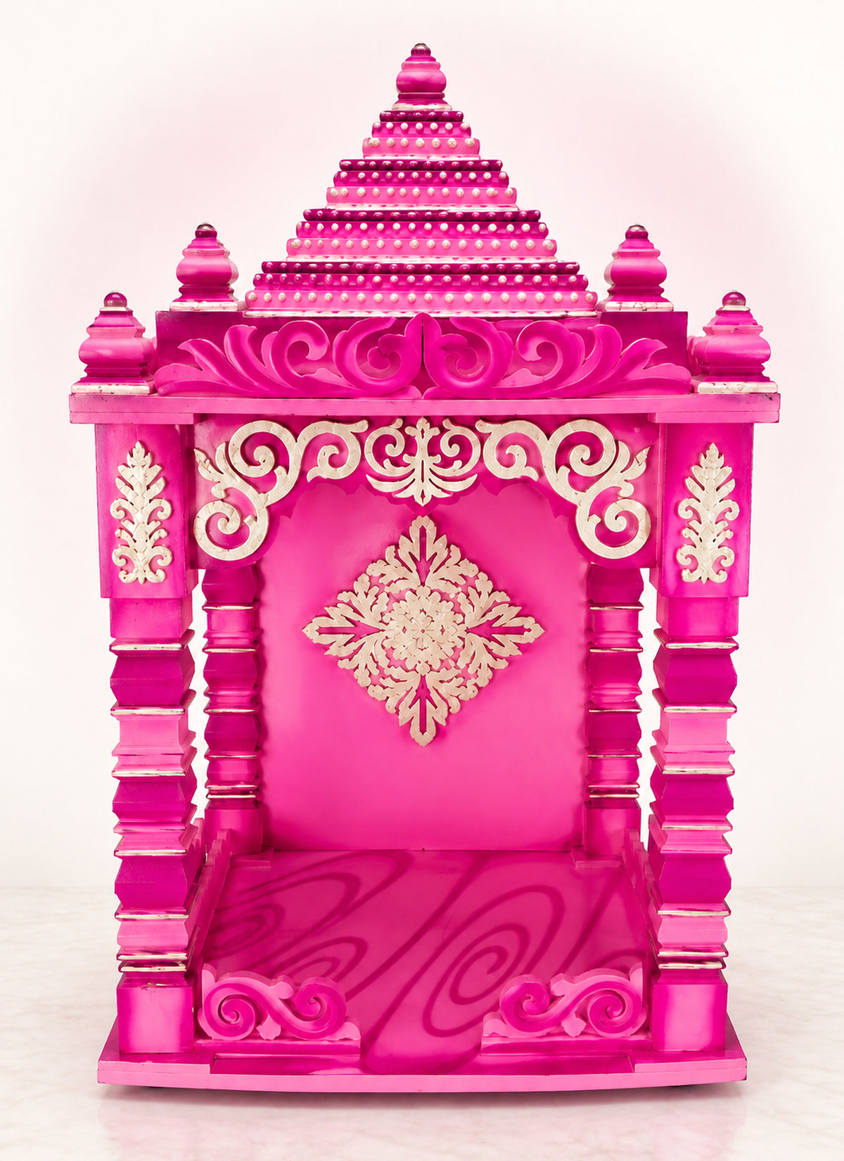 Madhoor Thermocol Shikara Magenta Home Temple Silver-Tone 3 Feet 1 Piece