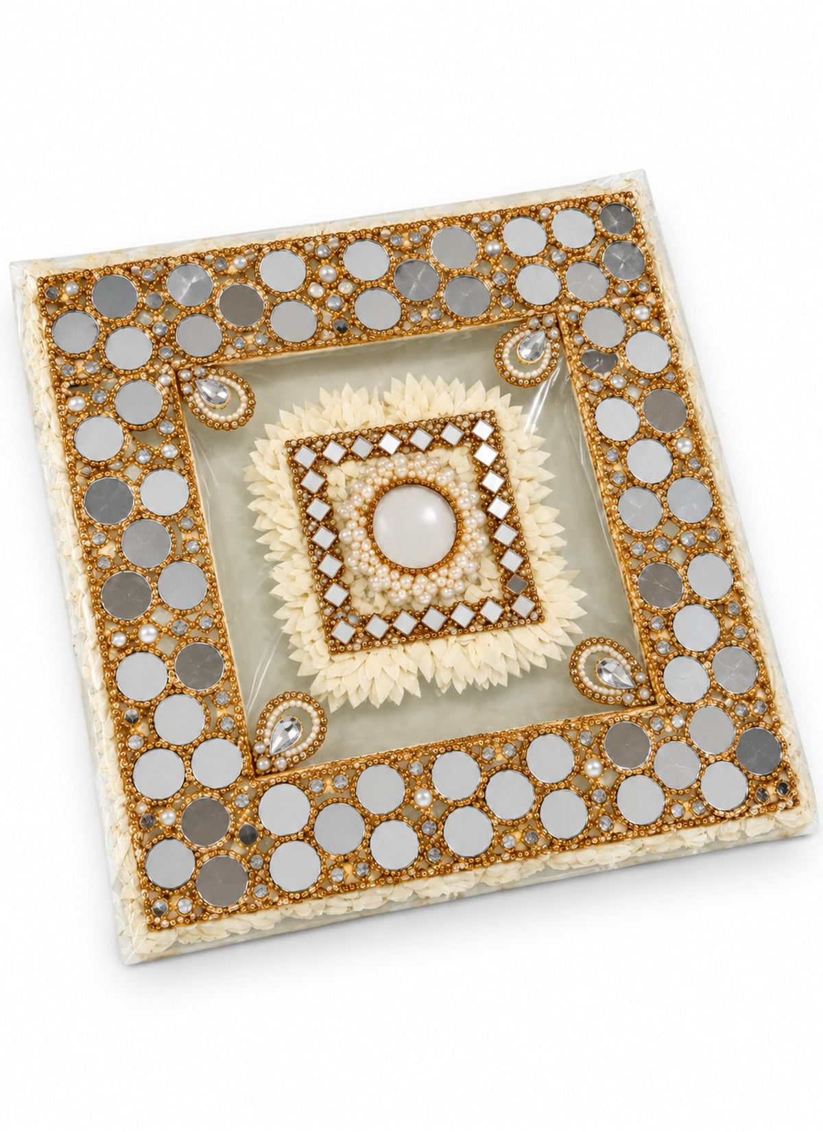 Madhoor Mirror Rangoli Gold-Tone Ivory 1 Piece