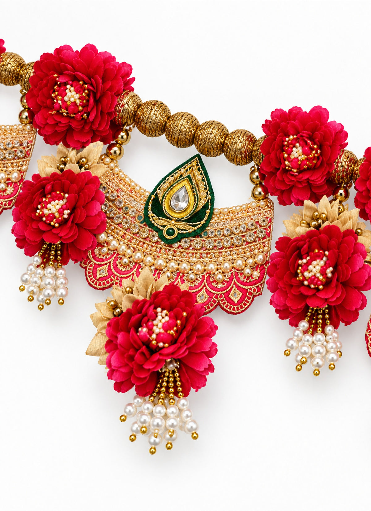 Madhoor Pearl Jhumka Toran Red Pink White 1 Piece