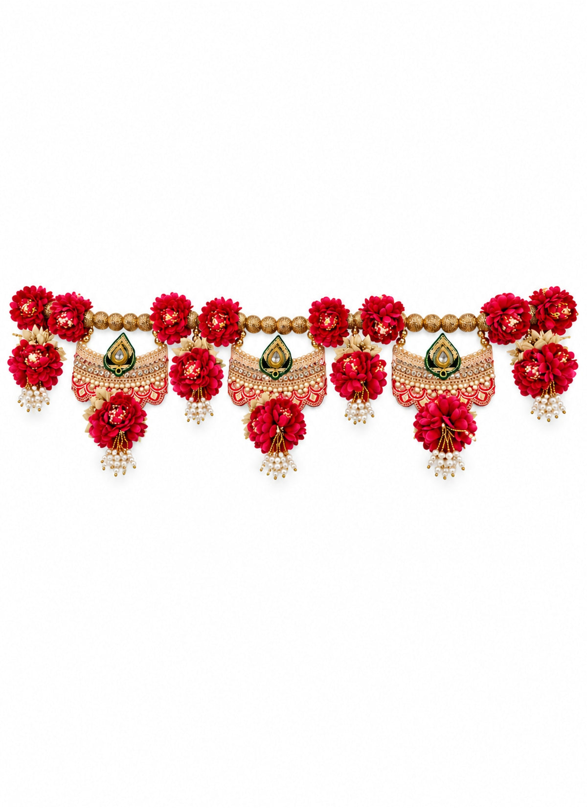 Madhoor Pearl Jhumka Toran Red Pink White 1 Piece