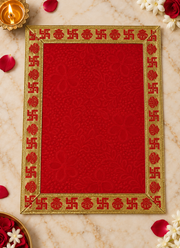 Madhoor Velvet Swastik Kalash Pooja Aasan Red 9 x 13 Inches