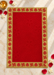 Madhoor Velvet Swastik Kalash Pooja Aasan Red 12 x 18 Inches