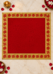 Madhoor Velvet Swastik Kalash Pooja Aasan Red 24 x 24 Inches