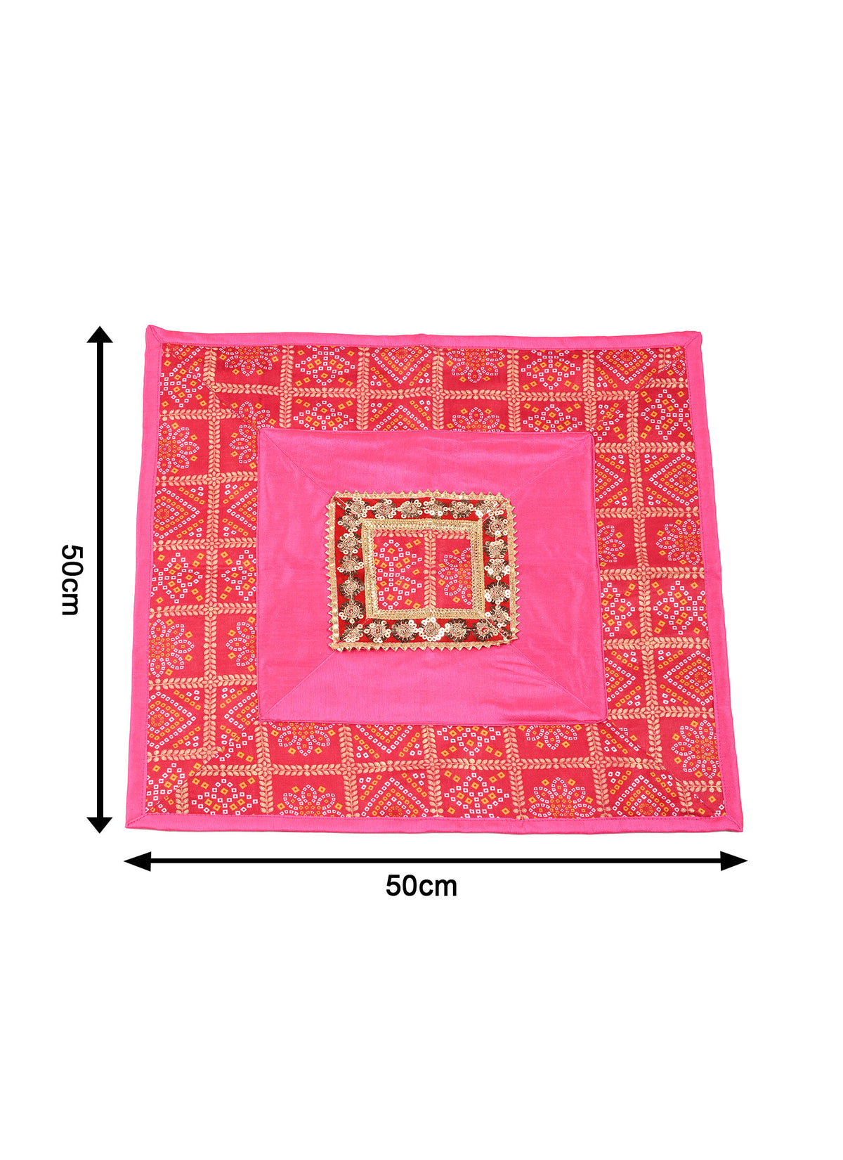 Madhoor Gota Patti Pooja Aasan Pink 20 x 20 Inches