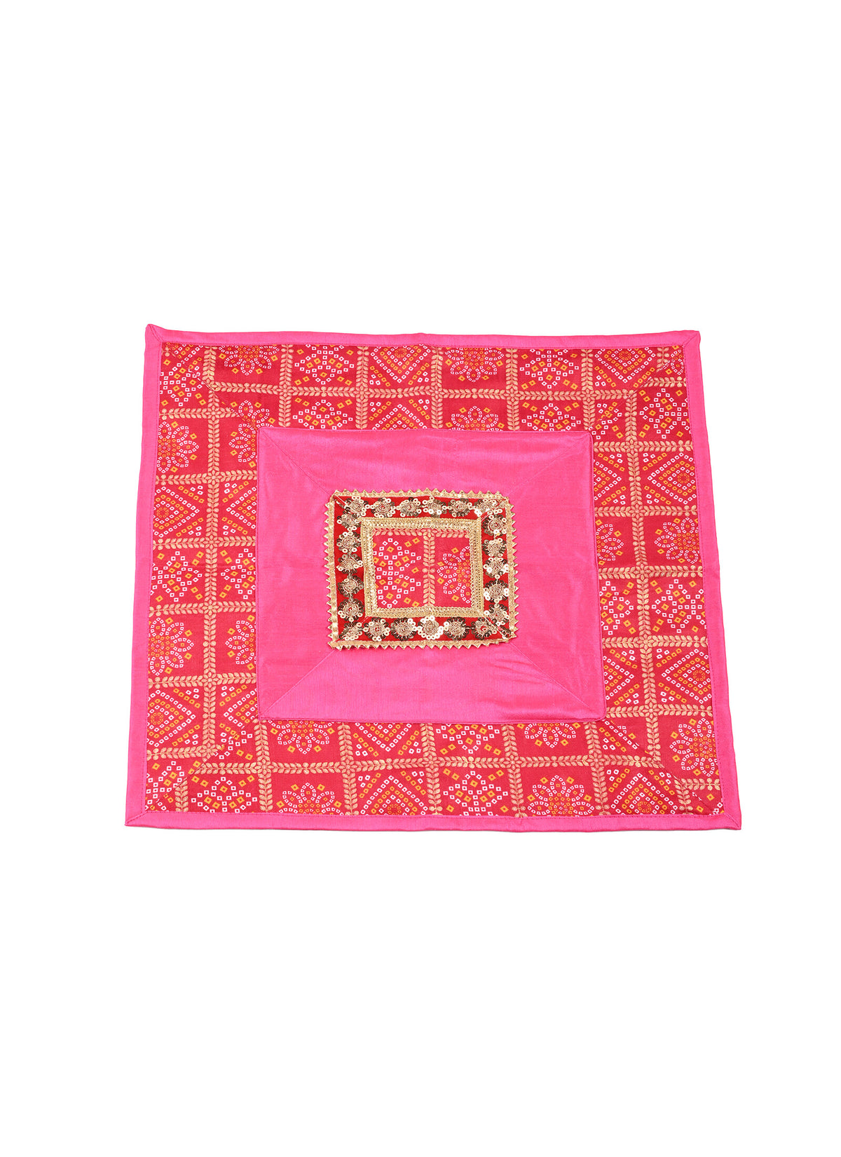 Madhoor Gota Patti Pooja Aasan Pink 20 x 20 Inches