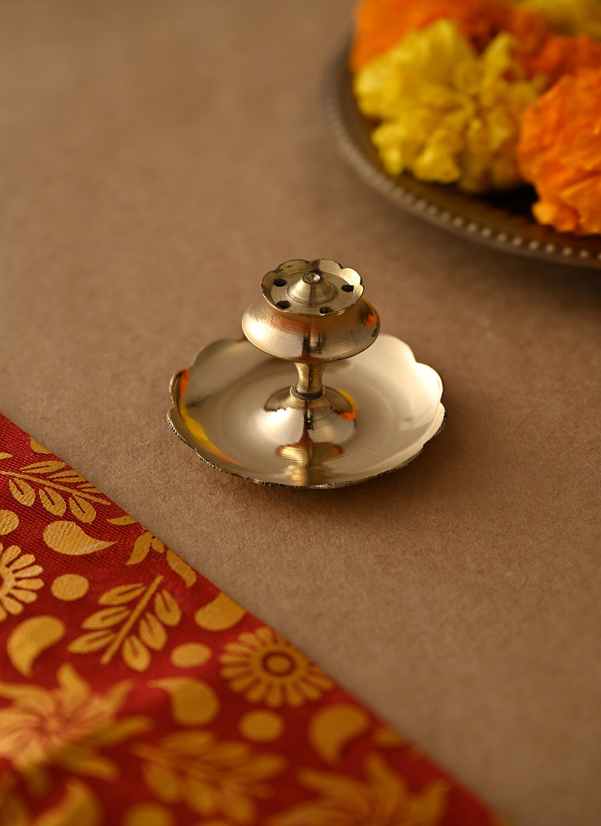 Madhoor Brass Agarbatti Holder Gold-Tone 1.5 Inches 1 Piece