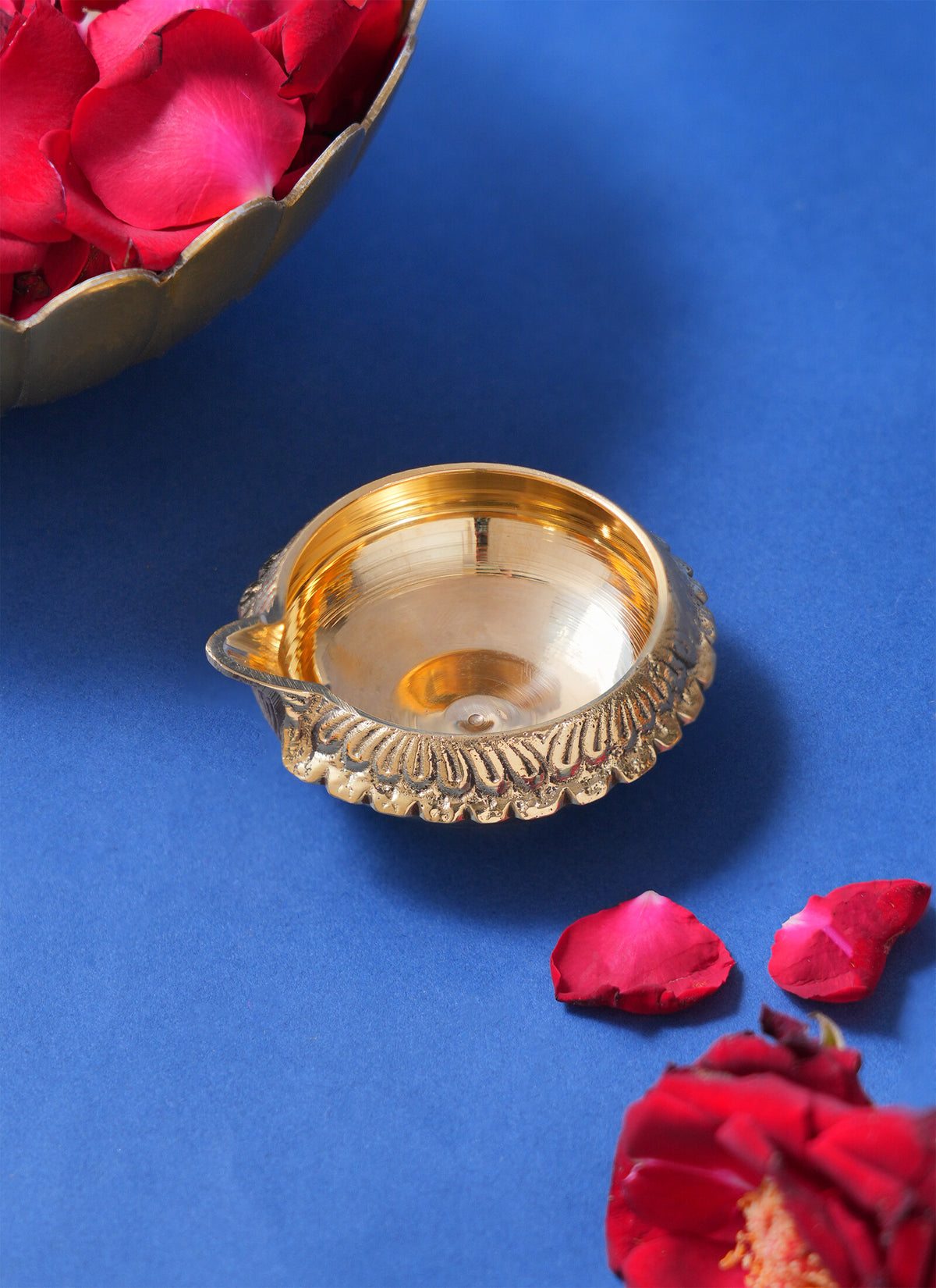 Madhoor Kuber Oil Lamp Brass Diya Silver-Tone 7 cm 1 Piece