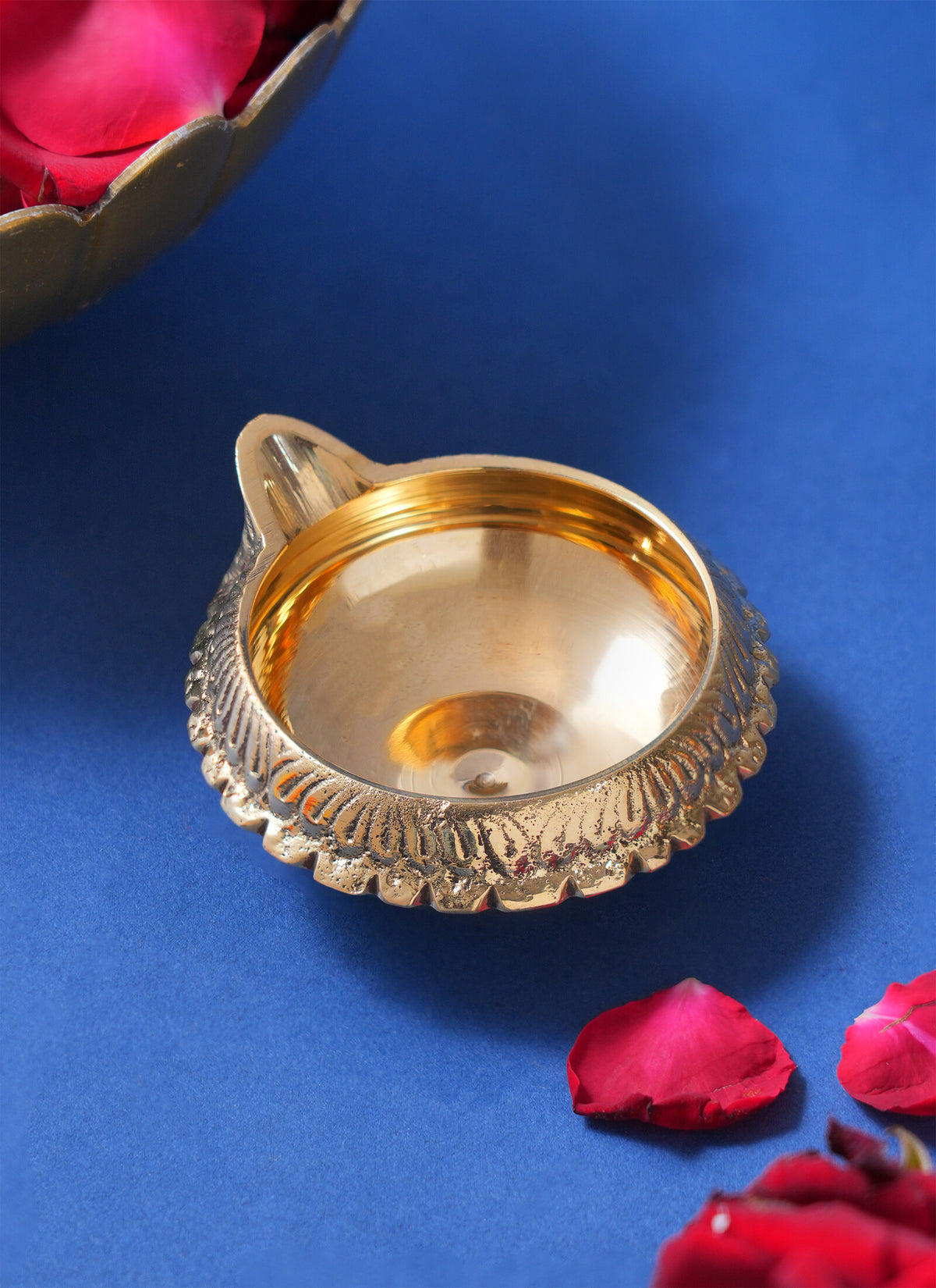 Madhoor Kuber Oil Lamp Brass Diya Silver-Tone 7 cm 1 Piece