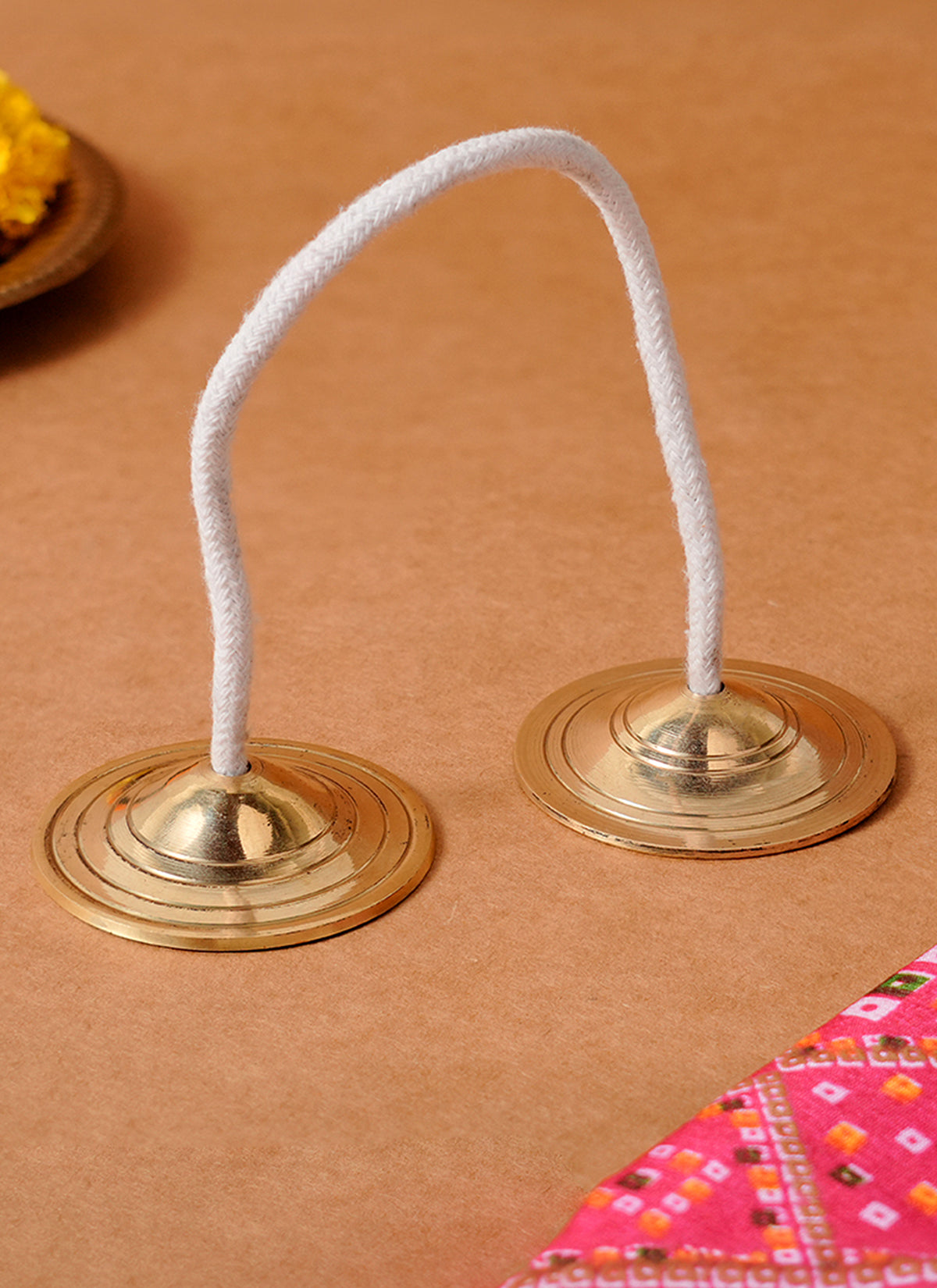Madhoor Manjira Brass Pooja Accessory Gold-Tone 1 Set
