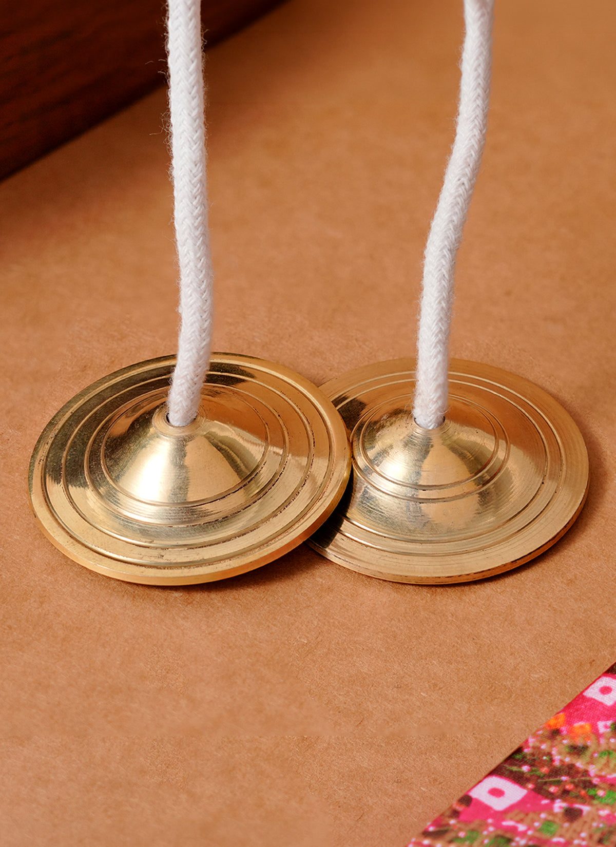 Madhoor Manjira Brass Pooja Accessory Gold-Tone 1 Set