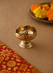 Madhoor Tomato Nanada Brass Diya Gold-Tone 5 cm 1 Piece
