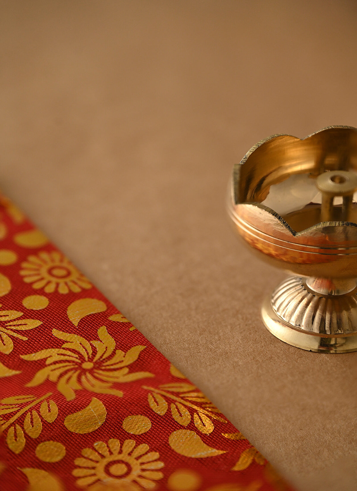 Madhoor Tomato Nanada Brass Diya Gold-Tone 5 cm 1 Piece