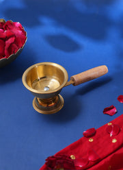 Madhoor Dhuparat Brass Pooja Thali Gold-Tone Brown 6.5 cm 1 Piece