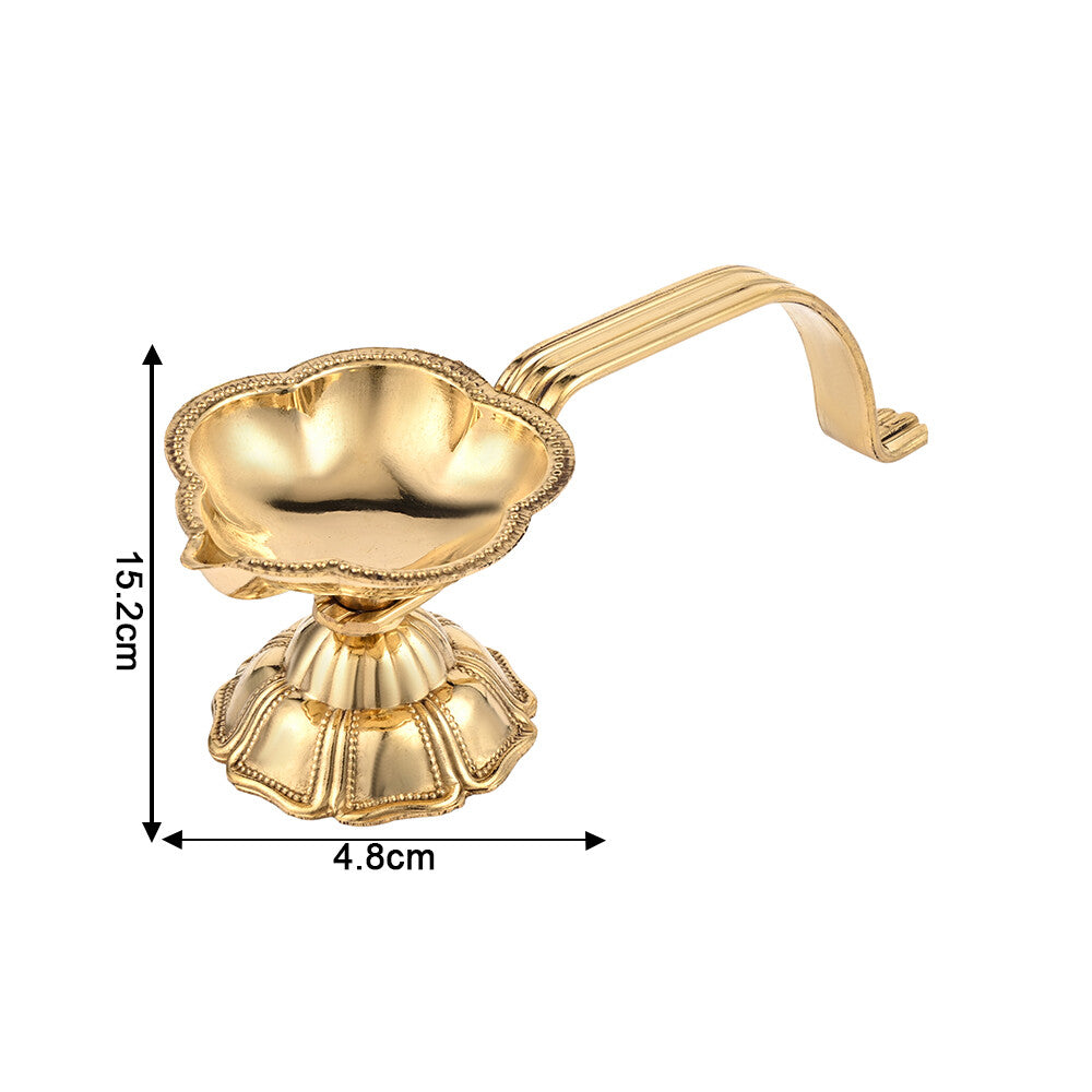 Madhoor Flower Handle Brass Diya 1 Piece