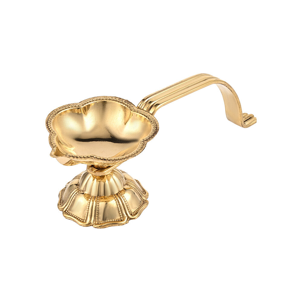 Madhoor Flower Handle Brass Diya 1 Piece