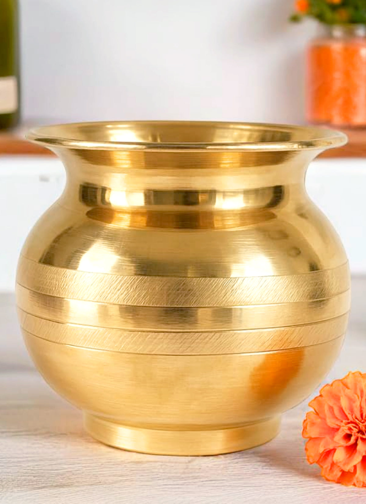 Madhoor Kalash Brass Pooja Accessory Gold-Tone 7 cm 1 Piece
