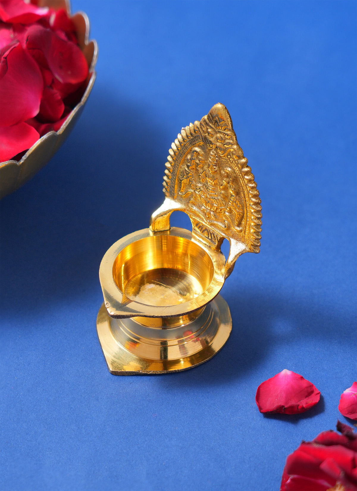 Madhoor Gajalakshmi Brass Diya Gold-Tone 9.5 cm 1 Piece