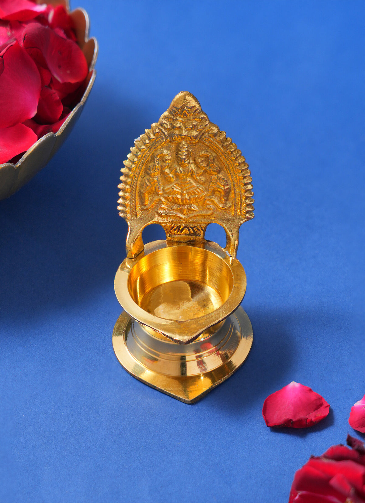 Madhoor Gajalakshmi Brass Diya Gold-Tone 9.5 cm 1 Piece