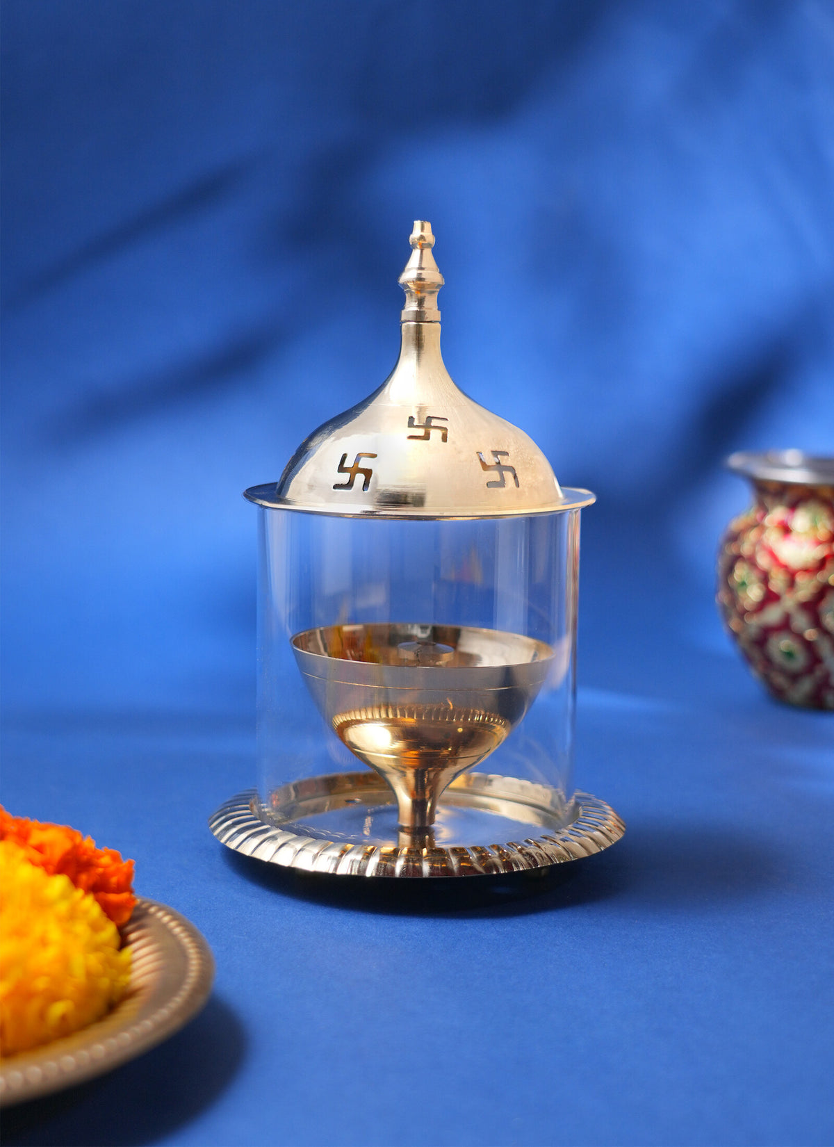 Madhoor Ambe Jyot Akhand Diya Gold-Tone 16 cm 1 Piece