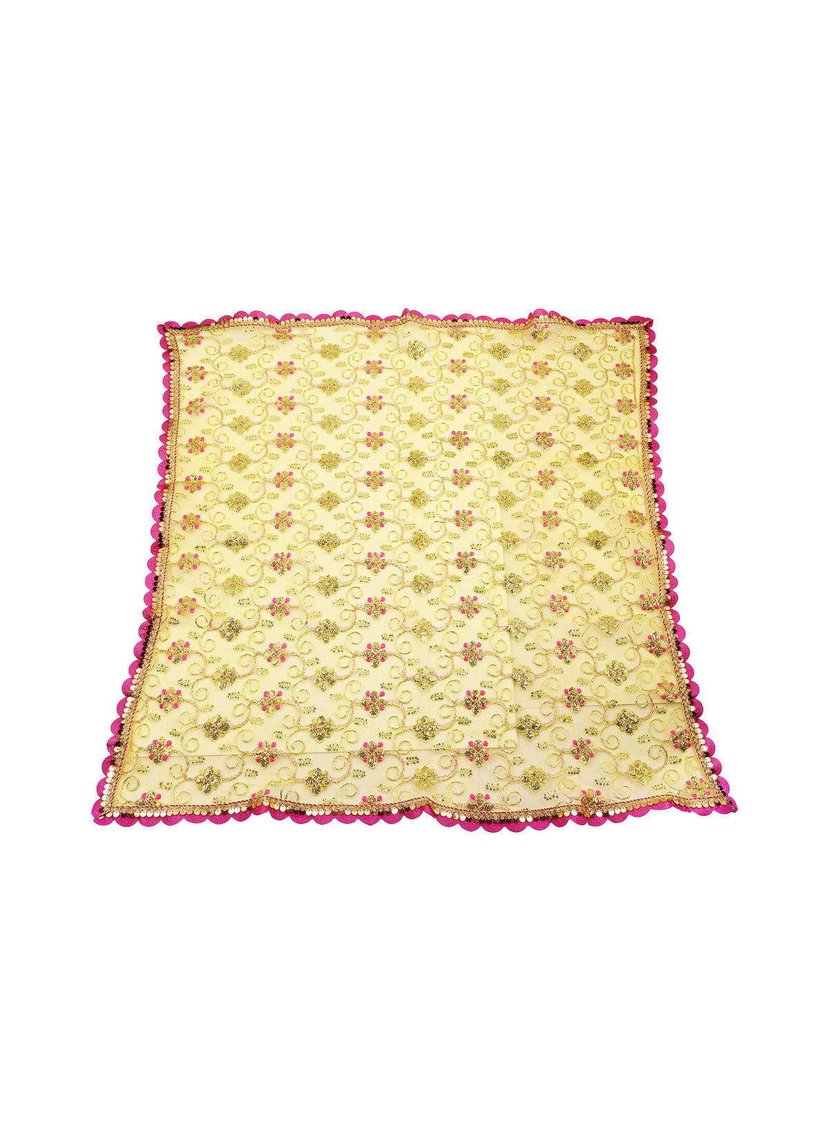 Madhoor Scalloped Deity Idol Chunri Yellow 1m