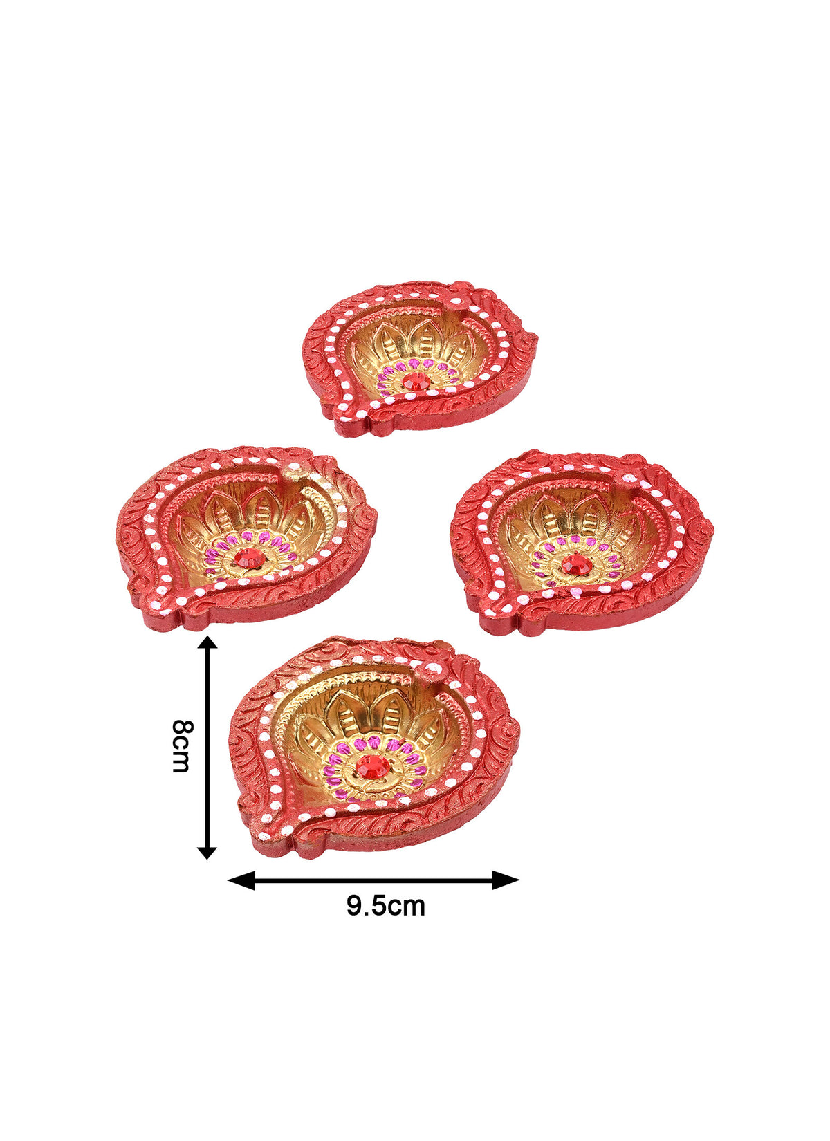 Madhoor Teardrop Diya Red Set of 4