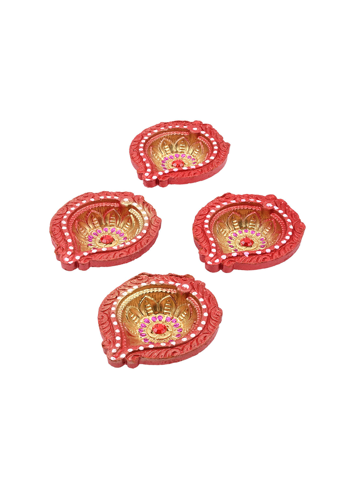 Madhoor Teardrop Diya Red Set of 4