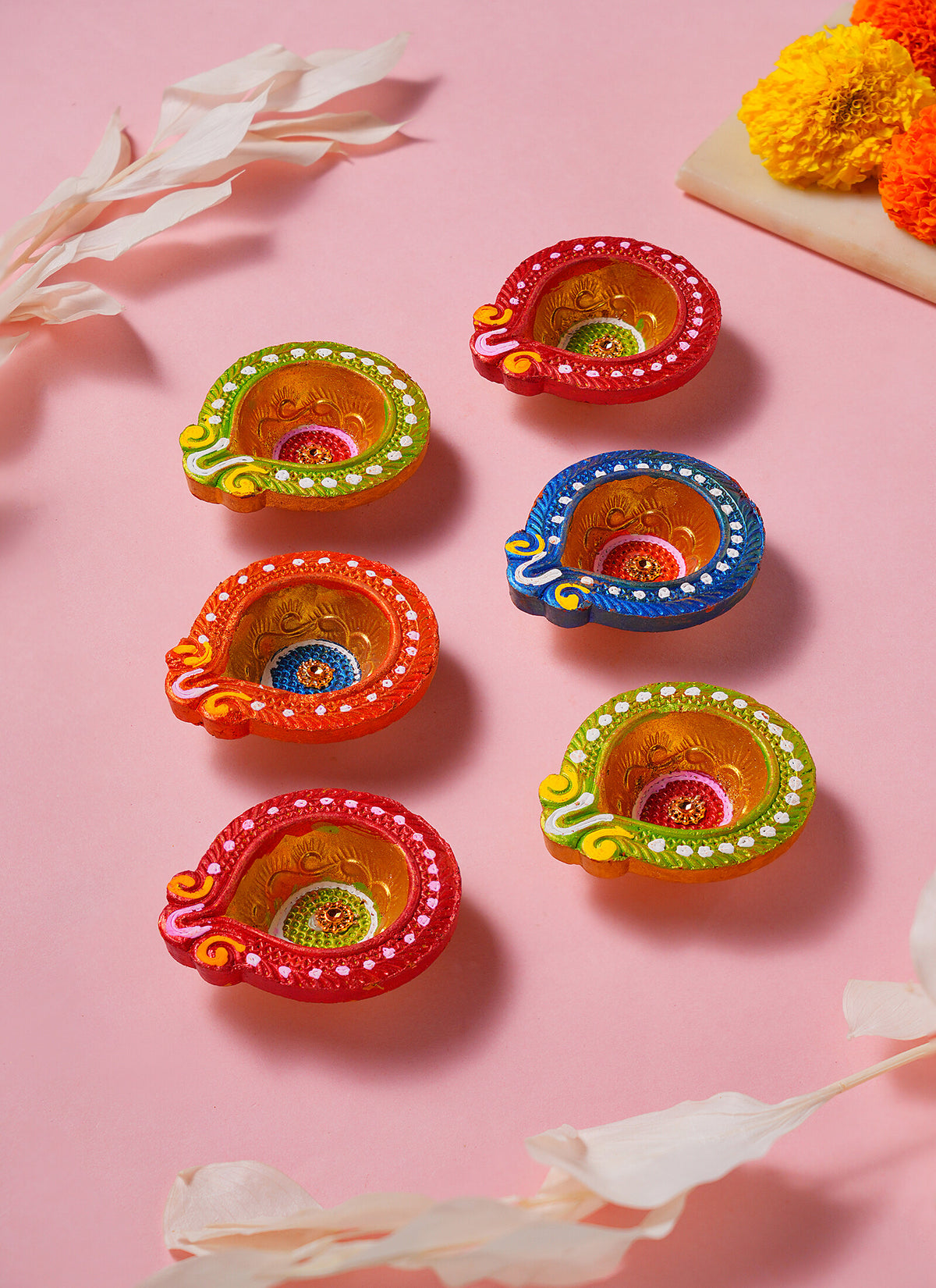 Madhoor Pearl Set6 Diya Multicolour