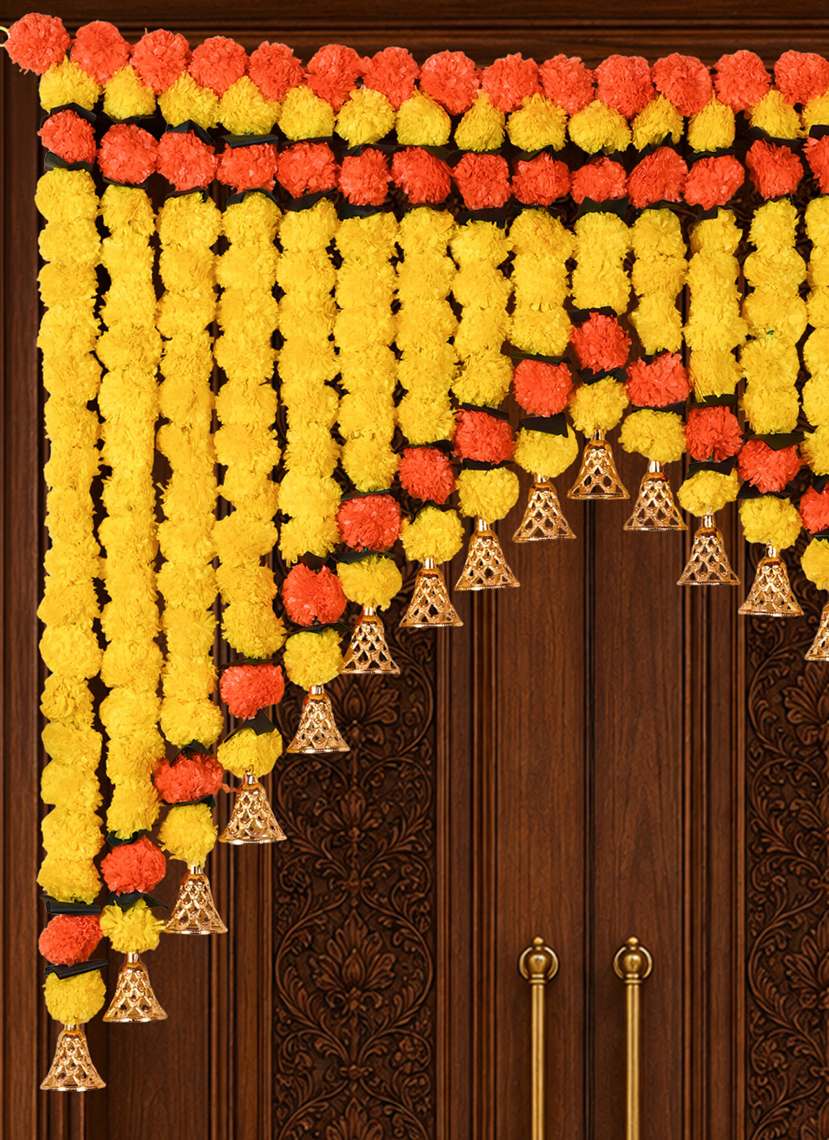 Madhoor Marigold Flower Backdrop Yellow Orange 1 Piece