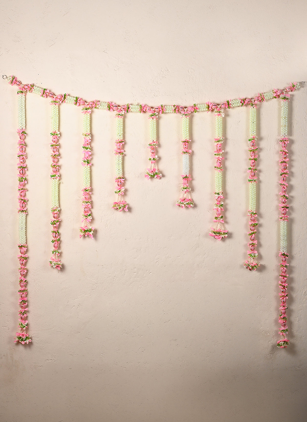Madhoor Floral Flower Backdrop White Pink 5 Feet