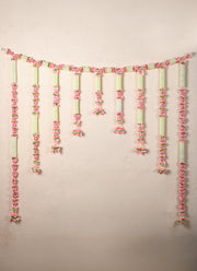 Madhoor Floral Flower Backdrop White Pink 5 Feet