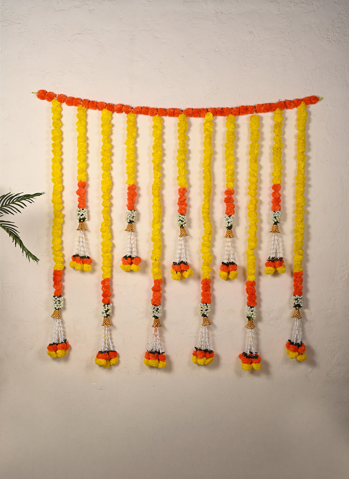 Madhoor Marigold Hanging Flower Backdrop Yellow Orange 1 Piece