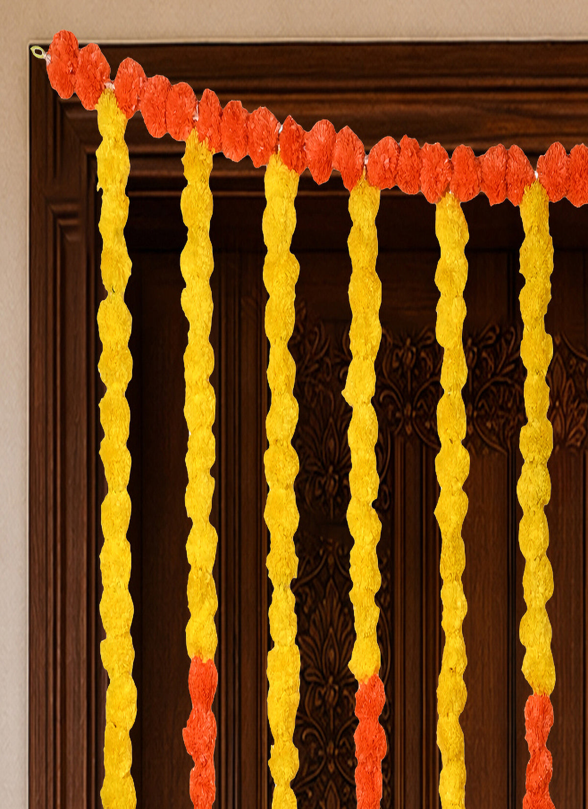 Madhoor Marigold Hanging Flower Backdrop Yellow Orange 1 Piece