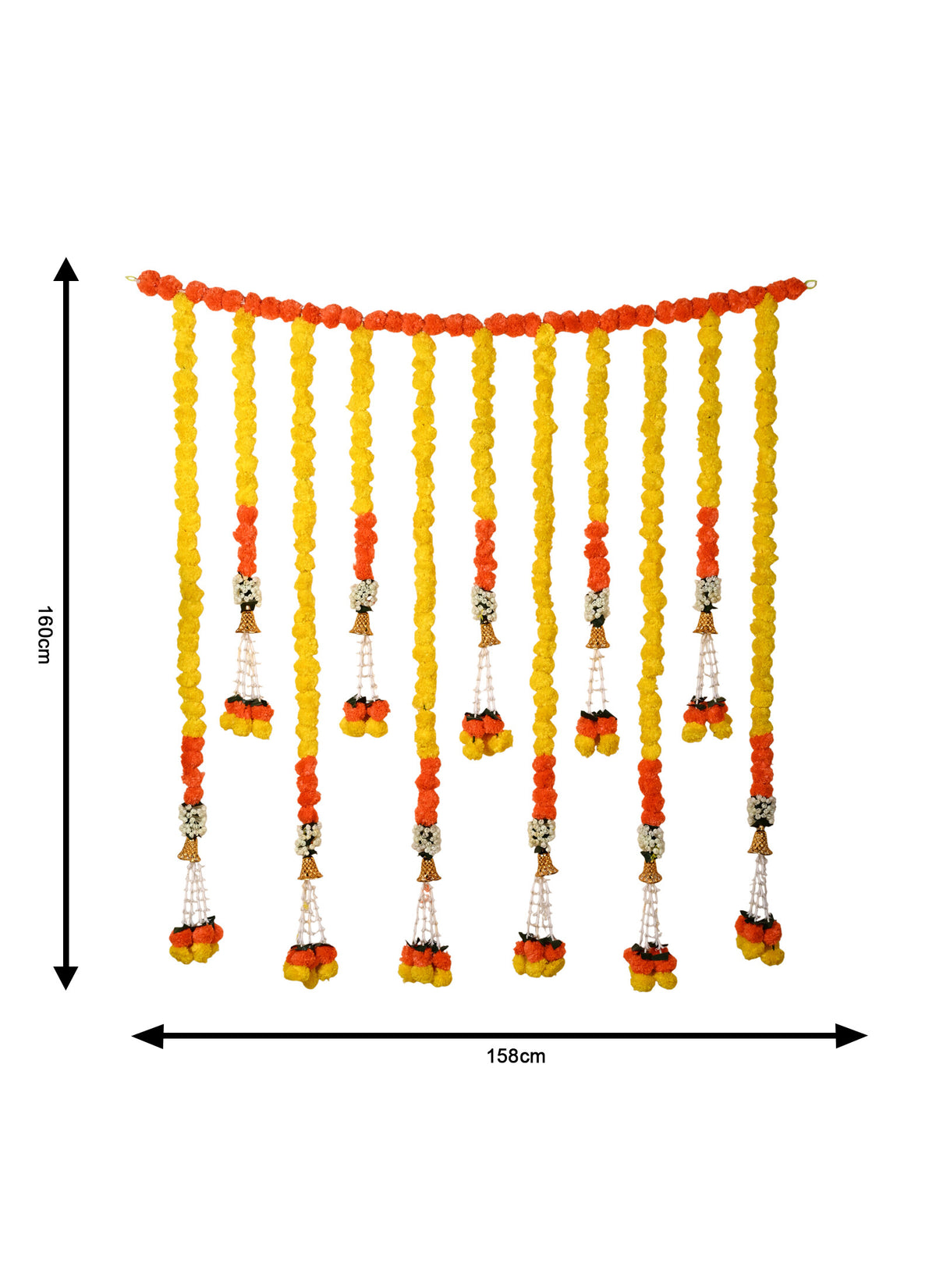 Madhoor Marigold Hanging Flower Backdrop Yellow Orange 1 Piece